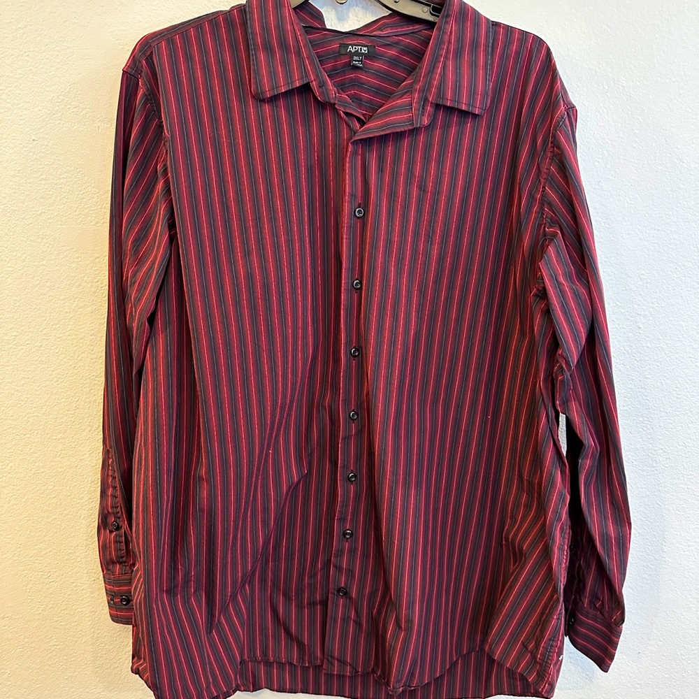 Apt 9 3XLT Black and Red Striped Button Down Shirt (Used Condition)